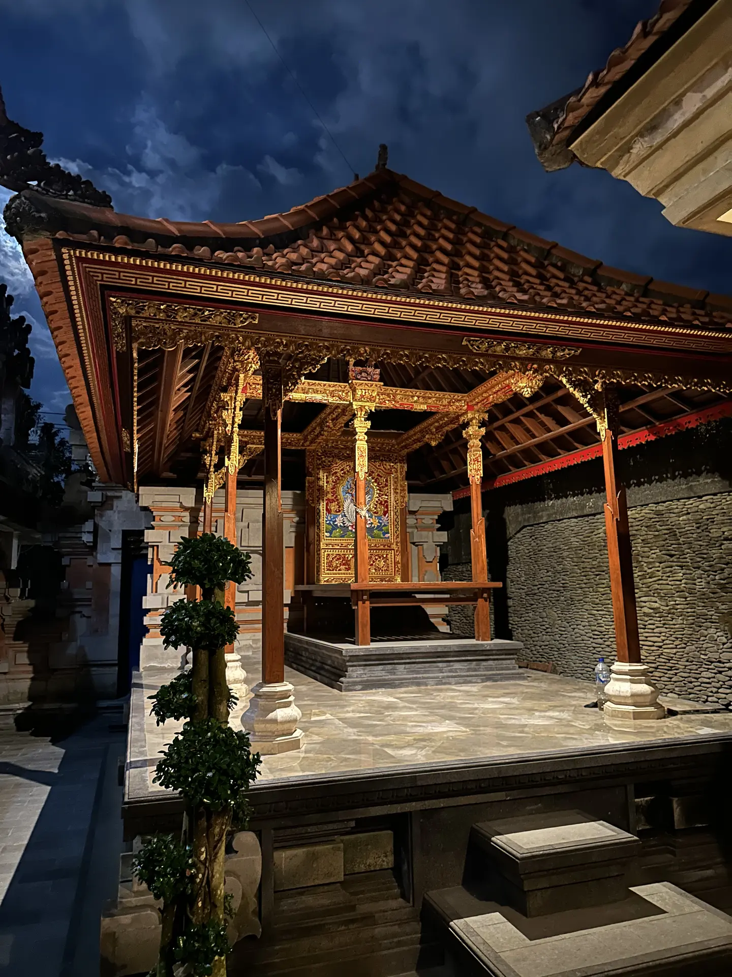 Balinese family compound at Maha Artha at night
